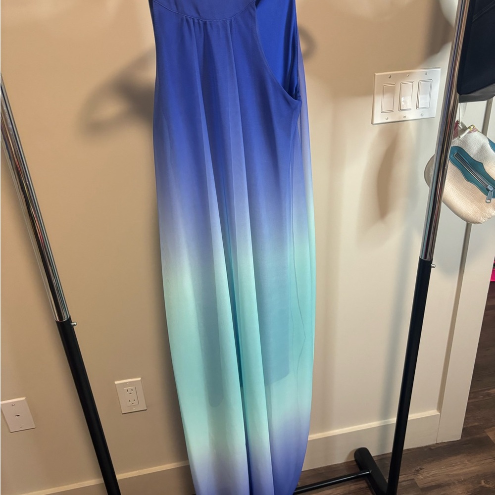 Blue and White Ombre Maxi Dress